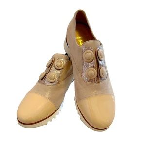 ITALIAN Sparkly Beige Silver Leather
Suede Hardwear Shoe Size 39